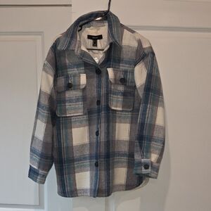 Forever 21 Blue/gray/white Plaid Shacket